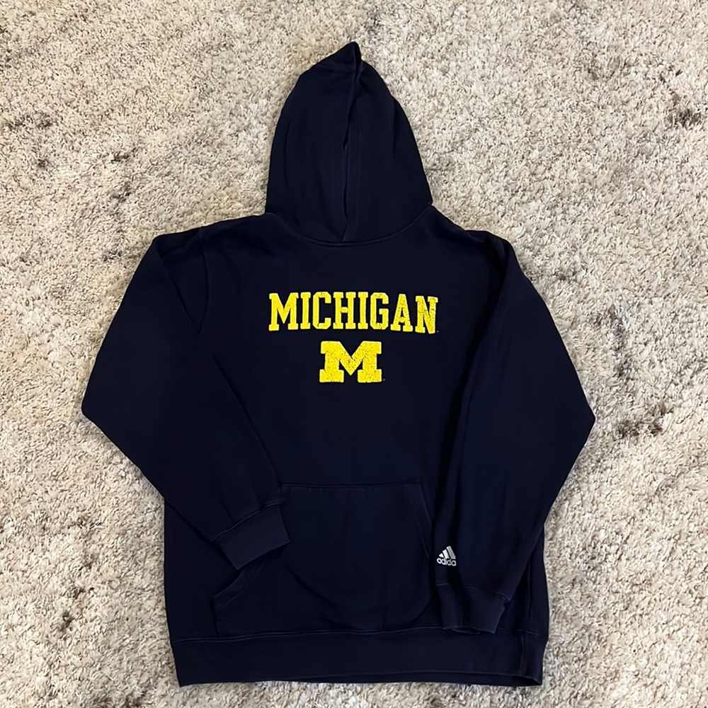 Navy adidas University of Michigan hoodie.